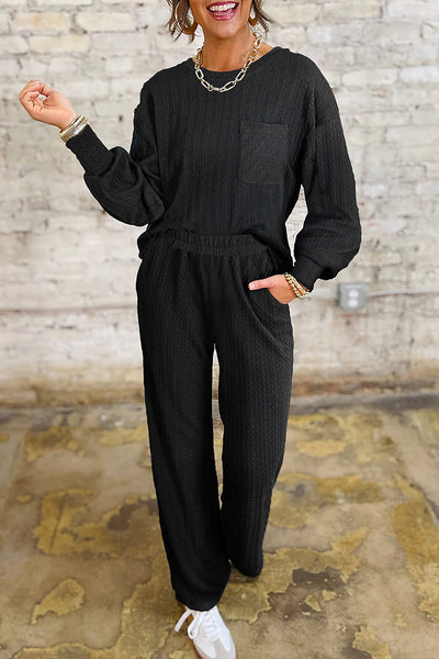 Stylish Women's Black 2-Piece Pant Set - Versatile Outfit for Casual or Dressy Events, Comfortable and Chic Fit