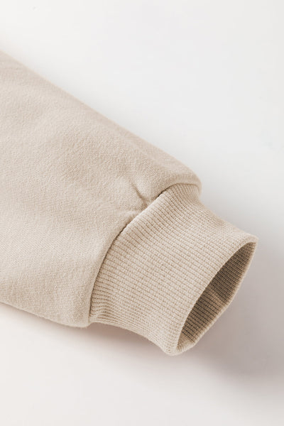 Women's Parchment Knit Crochet Sweatshirt with Exposed Seams and Ribbed Trim - Stylish, Comfortable, and Versatile