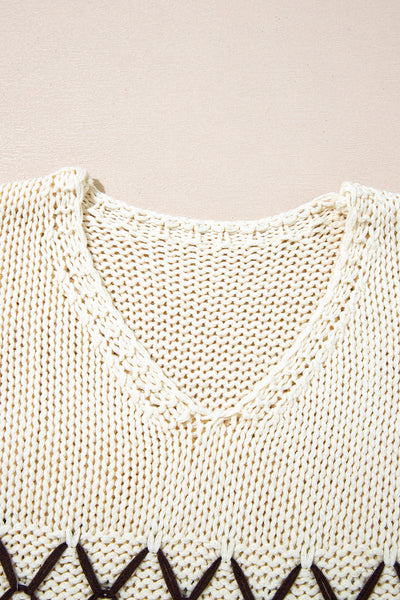 Cozy Knit Women's V-Neck Drop Shoulder Sweater - Stylish Layering Top for Year-Round Comfort and Versatility