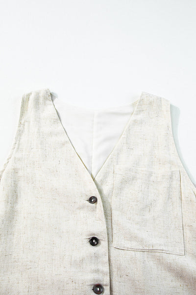 Women's Linen-Blend Button-Front Romper in Jumpsuits & Rompers