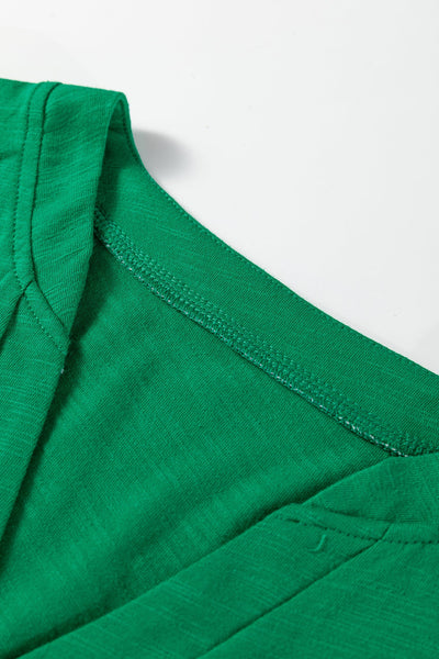Women's Mist Green Buttoned V-Neck Blouse with Slub Texture