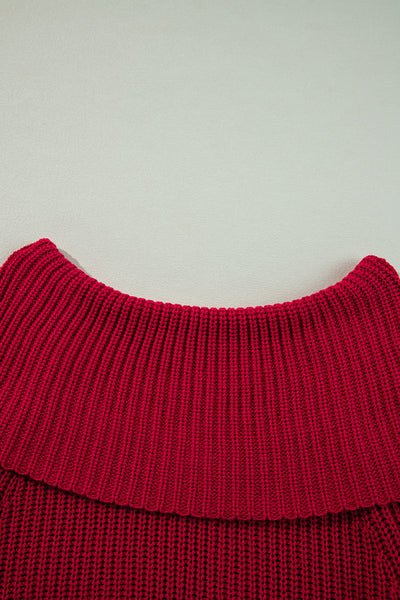 Cozy Women's Off-the-Shoulder Knit Sweater in Racing Red - Stylish Fall Fashion for Casual Outings and Everyday Wear