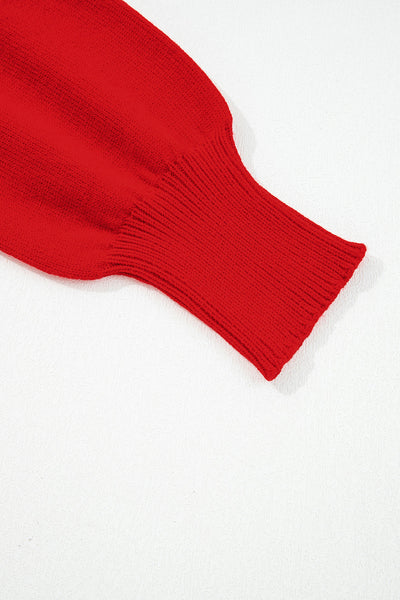 Women's Merry Script Turtleneck Sweater in Fiery Red Knit