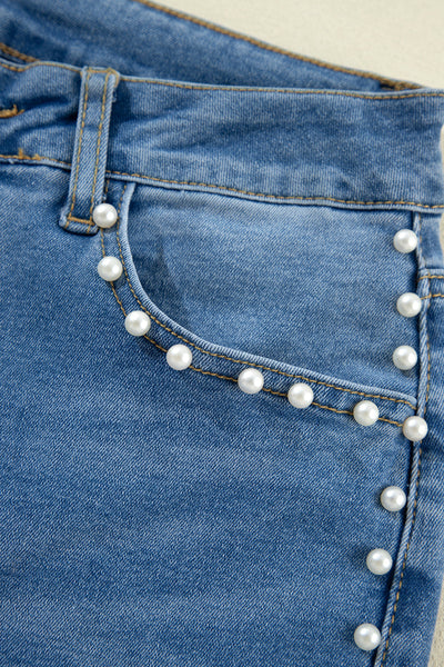 Women's Dusk Blue Pearl Boot Cut Denim Jeans in Jeans
