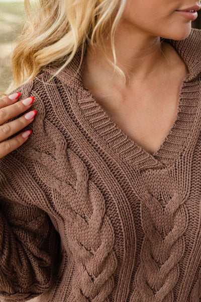Women's Cozy Dark Khaki Ribbed V-Neck Mini Sweater Dress - Effortless Fall Fashion with a Stylish, Comfortable Fit