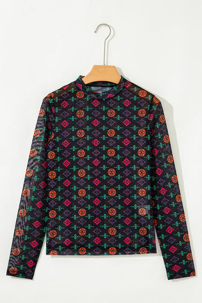 Vibrant Women's Western Print Top - Stylish Relaxed Fit for Casual Everyday Outings and Trendy Looks