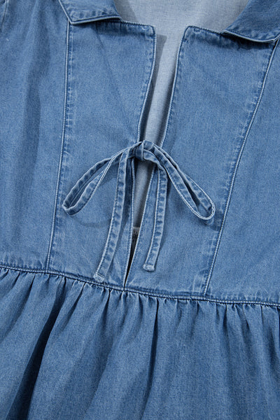 Chic Women's Blue Denim Peplum Top with Flattering Fit for Effortless Casual Style and Everyday Comfort