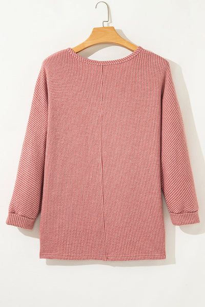 Chic Mineral Red V-Neck Tunic Top for Women - Stylish Loose Fit with Side Slits for Effortless Everyday Elegance