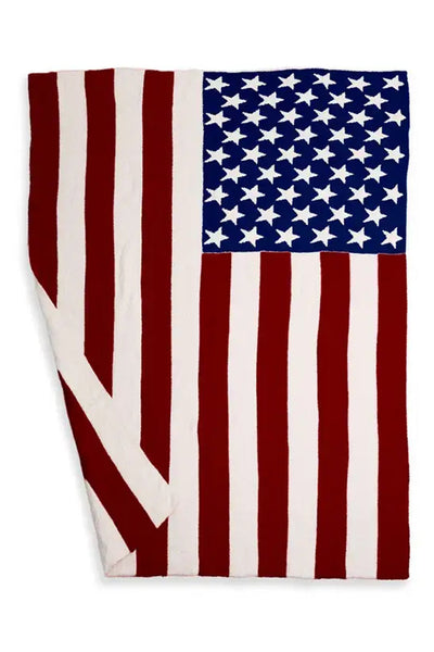 Women's American Flag Sherpa Throw Blanket in Navy and Fiery Red with practical styling and dependable silhouette control.