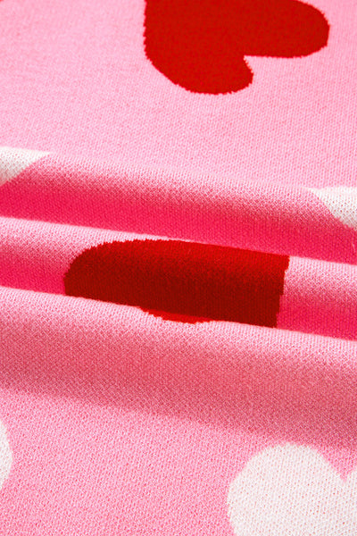 Cozy Women's Pink Heart Sweater with Pearl Embellishments - Cute Valentine's Day Gift in Comfortable Fit