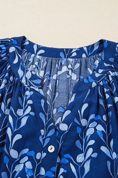 Elegant Floral Botanical Print Blouse for Women - Lightweight Relaxed Fit Top for Effortless Style