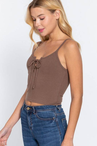Sweetheart Neck Heavy Rib Knit Cami Top