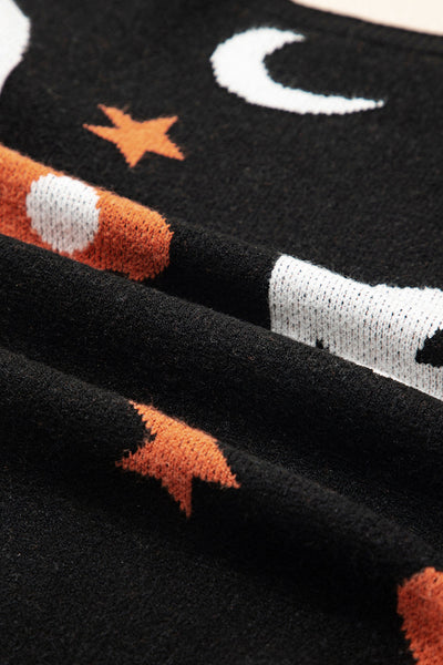 Cozy Women's Black Halloween Sweater - Spooky Knit Pullover for Fall and Winter Festivities, Perfect for Seasonal Style