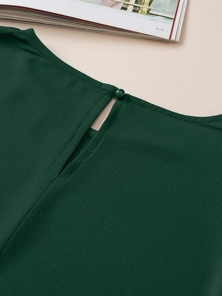 Blackish Green Plus Size Sequin Short Puff Sleeve Top