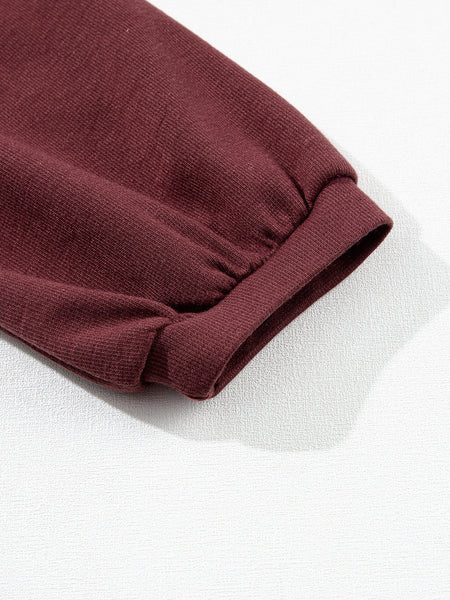 Crimson Dahlia Elegant 3/4 Sleeve Crew Neck Blouse