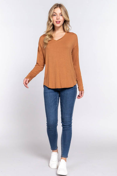 Long Dolman Sleeve V-neck Jersey Top