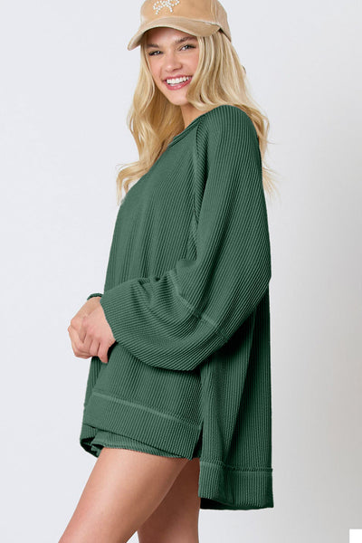 Stylish Women's Ribbed Two-Piece Set - Cozy Cropped Top & High-Waisted Soft Knit Pants for Effortless Everyday Wear