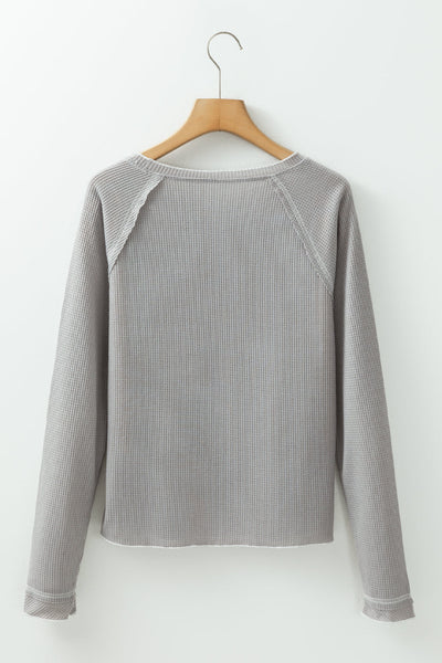 Cozy Fit Textured Knit Long Sleeve Top for Women - Stylish Layering Essential for Casual Outings in Soft Fabric