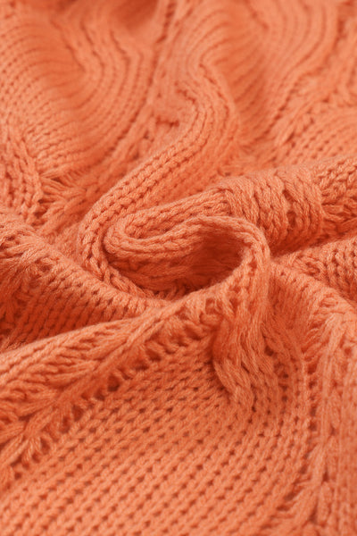 Classic Cable Knit Open-Front Cardigan with Ribbed Trim