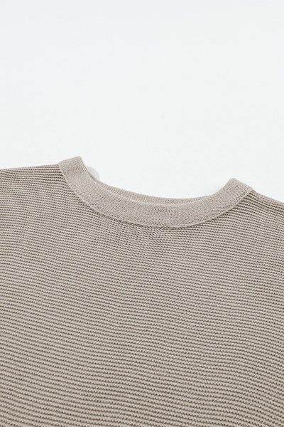 Women's Apricot Batwing Sweater - Cozy Short Sleeve High Neck Knit Top for Effortless Chic and All-Day Comfort