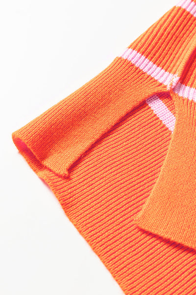 Stylish Women's Cozy Orange Stripe Sweater - Comfortable Knit Top with Relaxed Fit for Casual Everyday Style