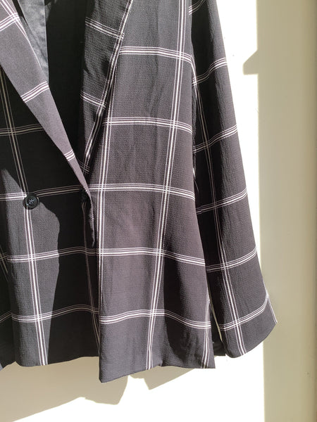 Black & White Windowpane Check Blazer