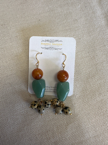Standout Boutique Agate/ Aventurine/ Dalmatian/ Jasper Dangle Earrings
