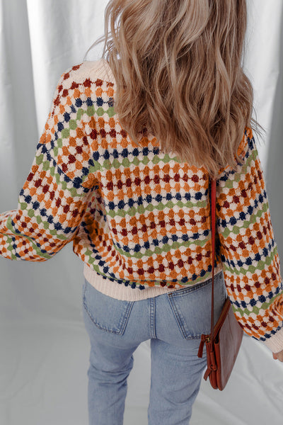 Cozy Multicolor Striped Knit Sweater for Women - Stylish Drop Shoulder Design Perfect for Fall and Winter Outfits