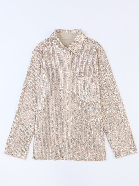 Sequin Embellished V-Neck Short Sleeve Fashion Blouse