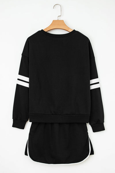 Chic Women's Varsity Sweatshirt and Skirt Set in Soft Fabric - Stylish Casual Outfit for Effortless Everyday Wear