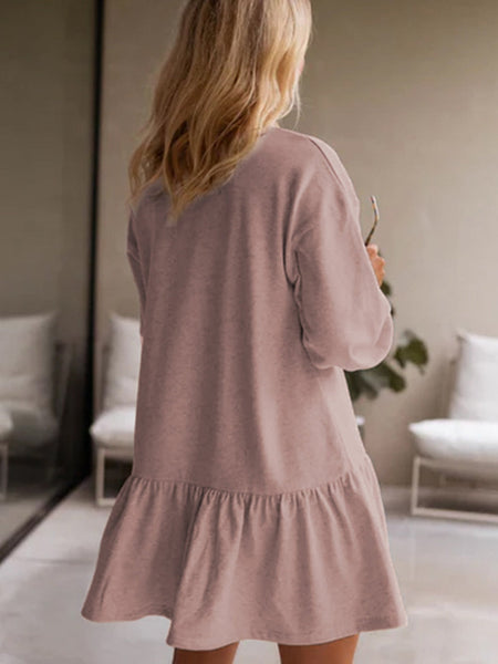 Ruffled Faux Leather Short Sleeve Mini Dress