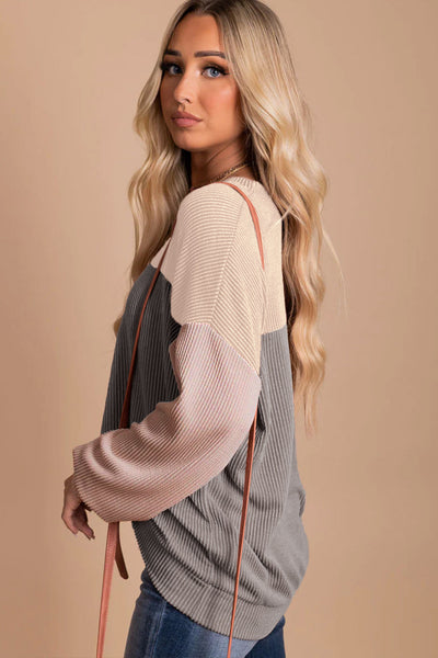 Vibrant Color Block Blouse for Women - Stylish Casual Top with Relaxed Fit Perfect for Everyday Outfits