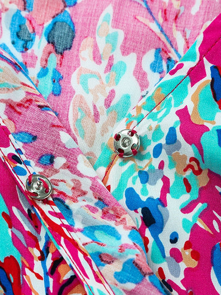 Vintage Print Puff Sleeve Maxi Dress