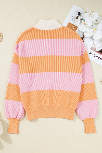 Stylish Women's Soft Knit Colorblock Sweater - Casual Fit for Cozy Fall Layering and Effortless Everyday Wear