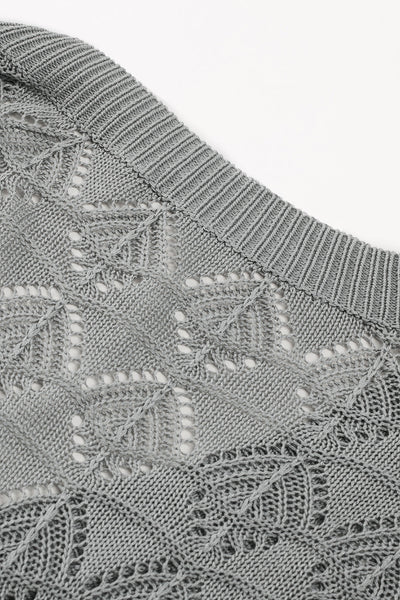 Cozy Women's Gray Crochet Cardigan Sweater - Chic Open Front Knit Layer for Stylish Fall Layering
