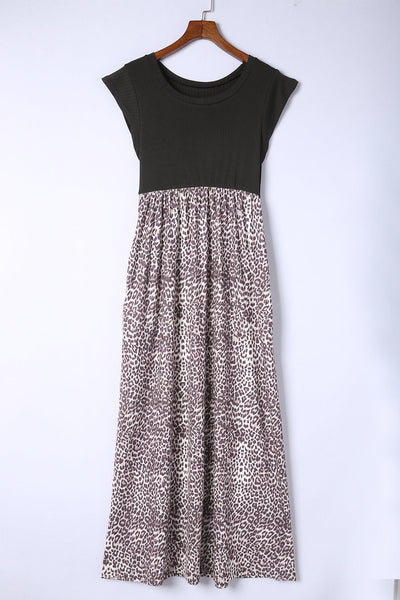 Leopard Print Sling Neck Sleeveless Dress