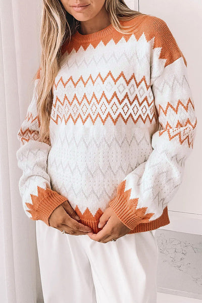 Soft Pastel Geometric Knit Sweater for Women - Cozy, Stylish Layering Essential for Everyday Comfort