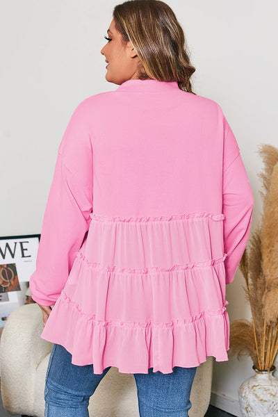 Plus Size Women's Soft Fabric Long Sleeve Casual Top - Comfy Everyday Wear with Flattering Fit and Versatile Style