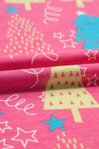 Women's Rose Christmas Tree Print V-Neck Lounge Set