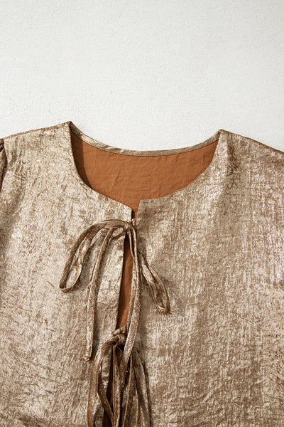 Stylish Lightweight Silver Metallic Blouse for Women - Perfect for Day or Night Outfits, Chic Versatile Top