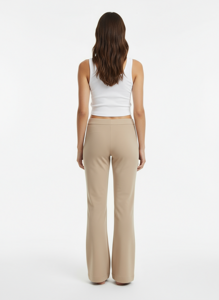 Y2K Sirens Low Rise Beige Split Pant