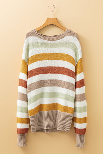 Lightweight Cozy Women's Stripe Sweater - Casual Fit in Soft Pastel Colors, Ideal for Layering and Everyday Comfort