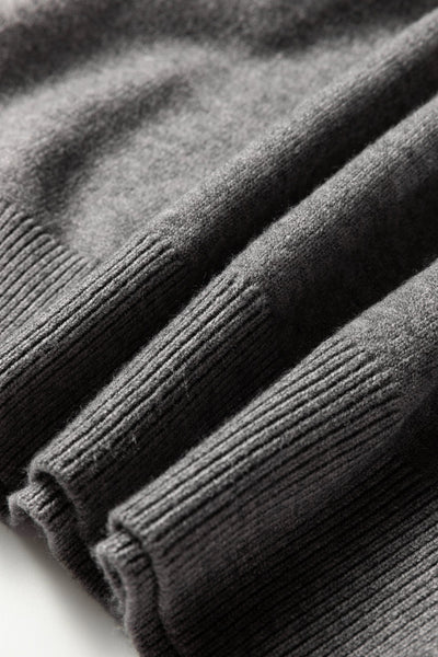 Women's Lace-Trim Knit Sweater with Buttoned Cuffs in Sleet Gray