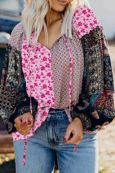 Women's Lightweight Floral Print Blouse - Stylish & Comfortable Top for Spring/Summer Casual Outfits