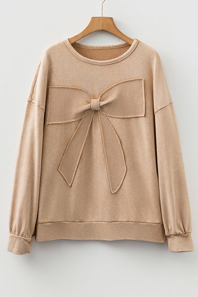 Cozy Women's Big Bow Pullover Sweatshirt - Stylish Loose Fit for Casual Outings and Everyday Comfort in Soft Fabric