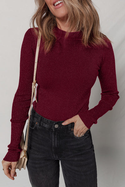 Chic Women's Ribbed Long Sleeve Top in Soft Fabric Perfect for Layering and Everyday Casual Style
