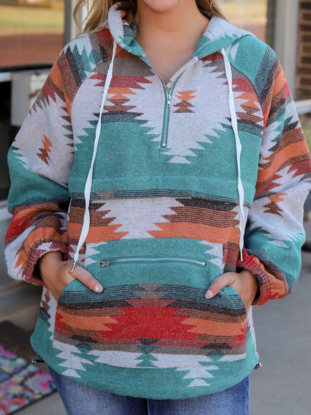 Southwest Print Half-Zip Hoodie