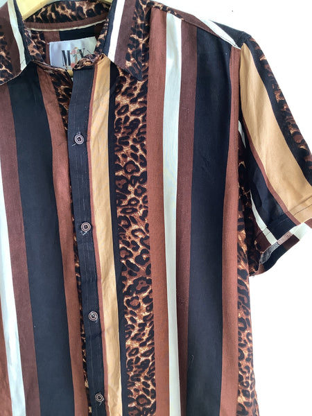 Vintage MIX Elemento Leopard Print Button-Up Shirt