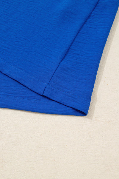 Women's Cerulean Blue V-Neck Shift Dress with Ruffle Trim