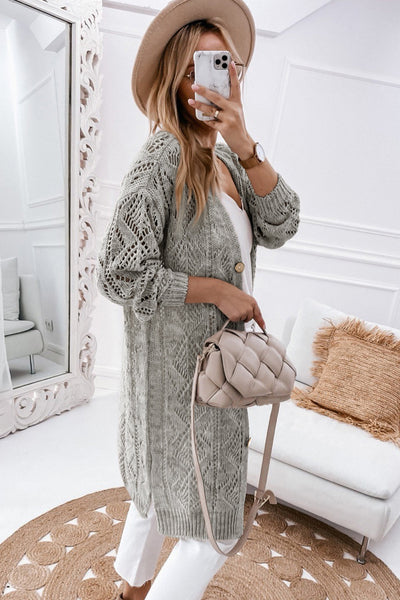 Chic Openwork Cardigan for Women - Lightweight Knit, Elegant Design, Perfect for Layering in Summer and Spring